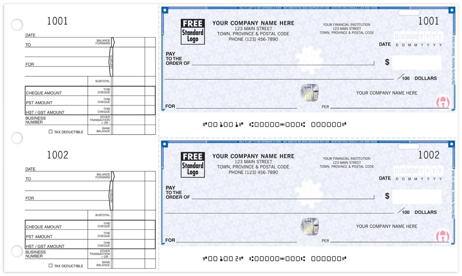 Manual Cheques – Custom Printing